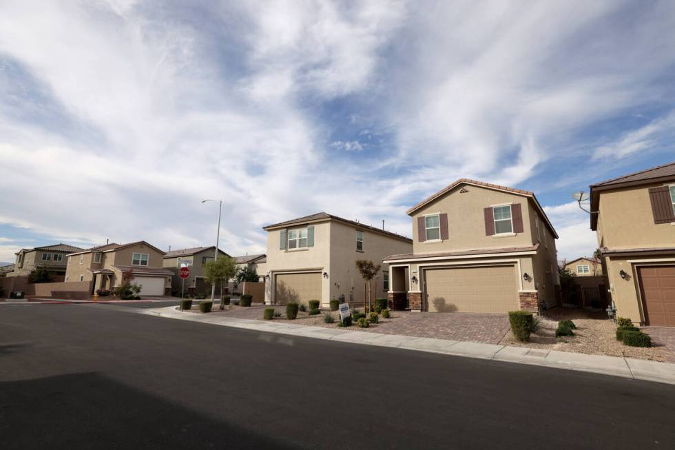 Home are shown at the Kings Crossings neighborhood in North Las Vegas Monday, Nov. 13, 2023. (K ...