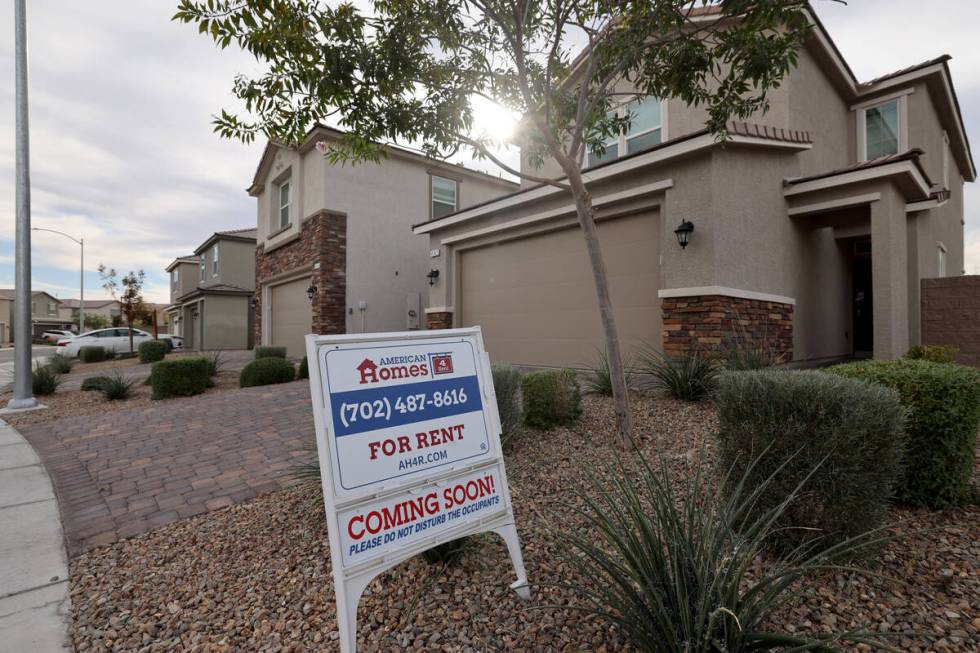 Home are shown at the Kings Crossings neighborhood in North Las Vegas Monday, Nov. 13, 2023. (K ...