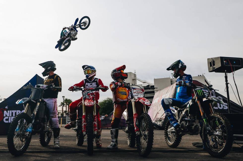 Nitro Circus performs at SEMA Fest on Saturday, Nov. 4, 2023, in Las Vegas. (Madeline Carter/La ...