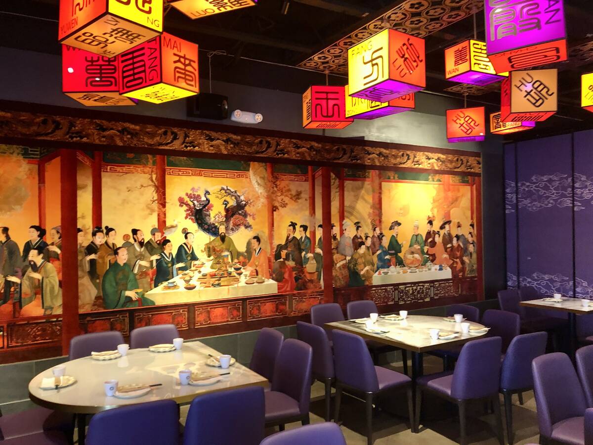 A mural of a classical Chinese courtly scene stretches along one wall of Palette Tea Lounge in ...