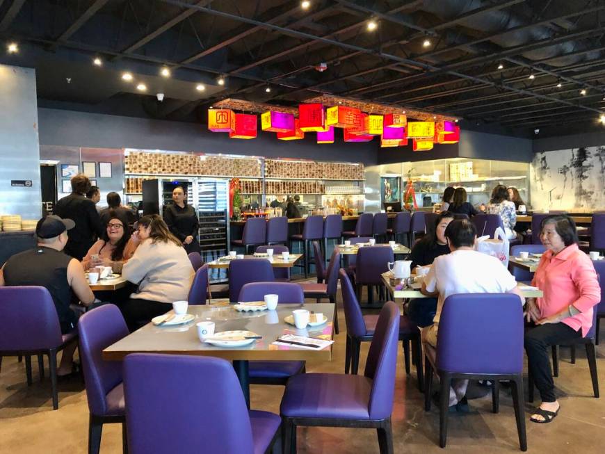 Bright lanterns punctuate the dining room of Palette Tea Lounge in Chinatown Las Vegas. (Johnat ...