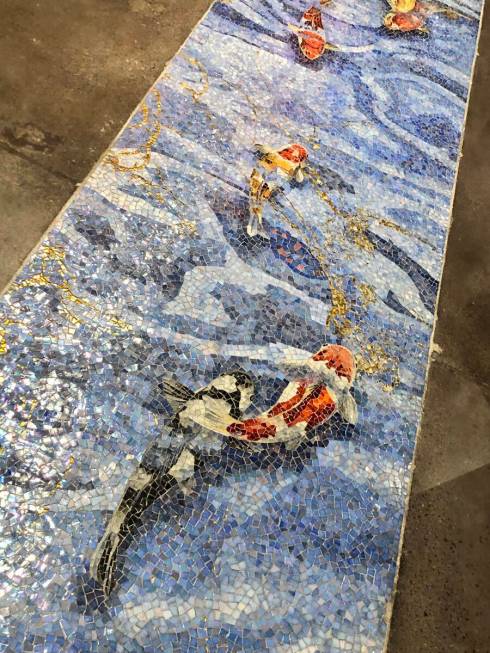 Koi mosaics brighten the floor at Palette Tea Lounge in Chinatown Las Vegas. (Johnathan L. Wrig ...