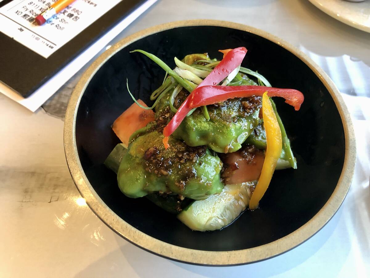 Seafood dumplings with pressed watermelon at Palette Tea Lounge in Chinatown Las Vegas. (Johnat ...