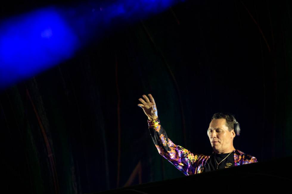 Tiesto plays his set during the second day of the Electric Daisy Carnival at the Las Vegas Moto ...