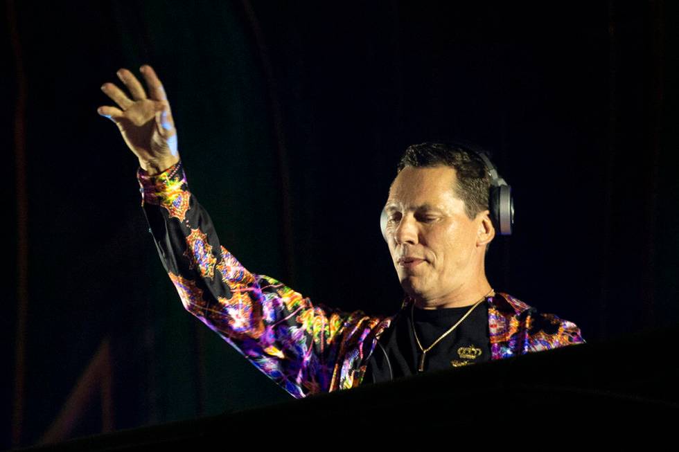 Tiesto plays his set during the second day of the Electric Daisy Carnival at the Las Vegas Moto ...