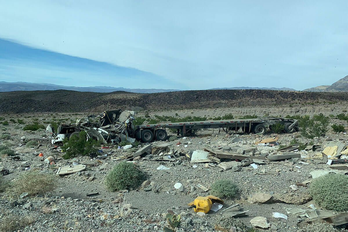 A tractor trailer carrying beehives rolled over in Death Valley National Park on Sunday, Nov. 6 ...