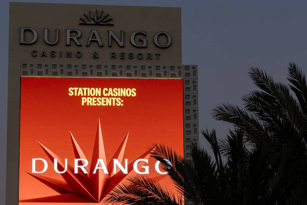 A marquee is revealed at Durango Casino & Resort on Thursday, Aug. 3, 2023, in Las Vegas. (Elle ...