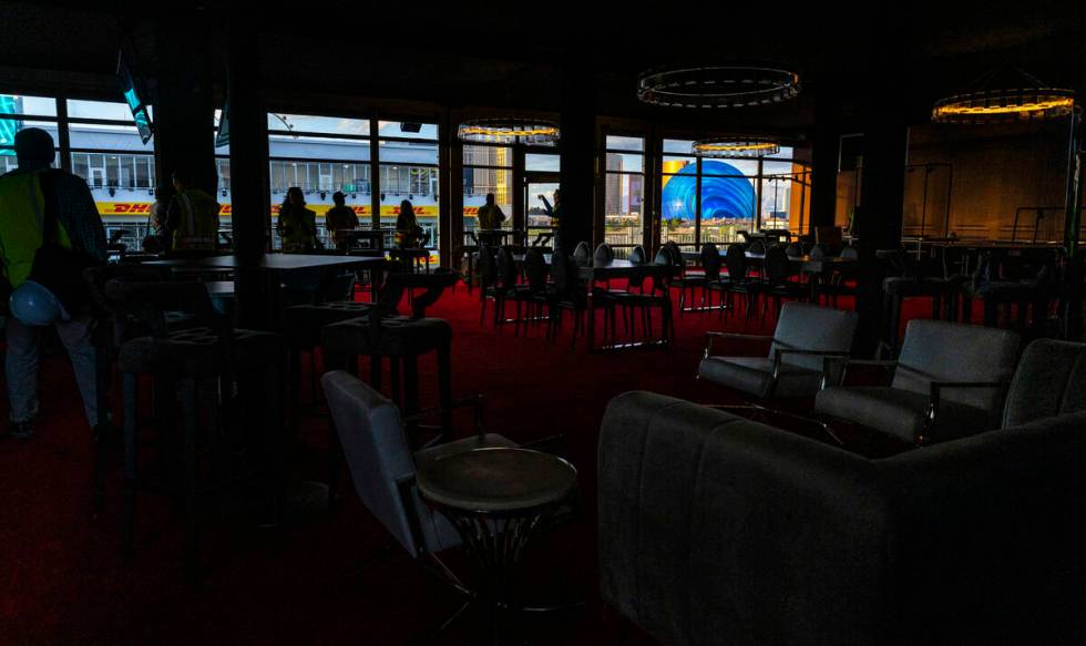 The Sky Box offers great views of the track adjacent to the Formula One Las Vegas Grand Prix pi ...