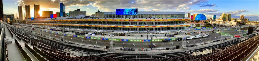 Panoramic from the Sky Box which offers great views of the track adjacent to the Formula One La ...