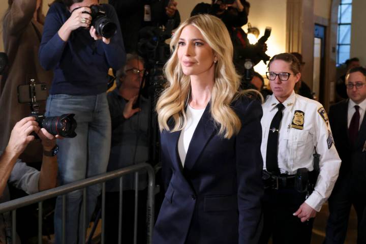 Ivanka Trump arrives at New York Supreme Court, Wednesday, Nov. 8, 2023, in New York. It's Ivan ...