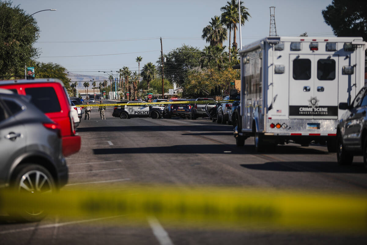 Police at the scene of a shooting that left one victim dead in the 400 block of South 10th stre ...