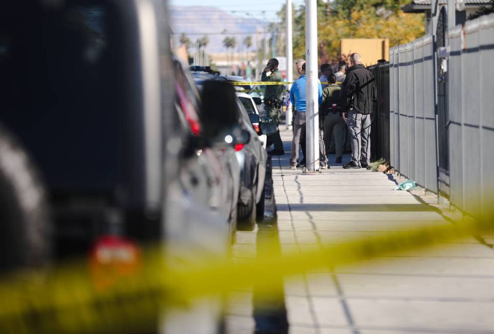 Police at the scene of a shooting that left one victim dead in the 400 block of South 10th stre ...