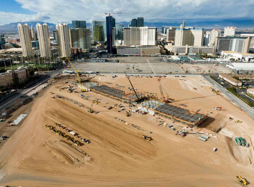 JAN. 10, 2023: The construction site where Formula One is building a four-story, 300,000-square ...