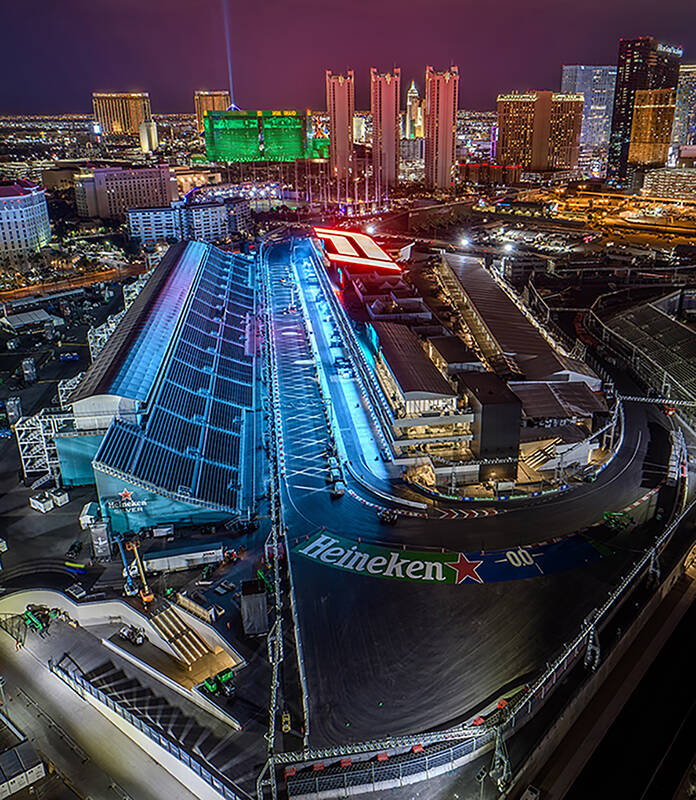 NOV. 9, 2023: The completed Formula 1 pit and viewing building. (F1 via X)