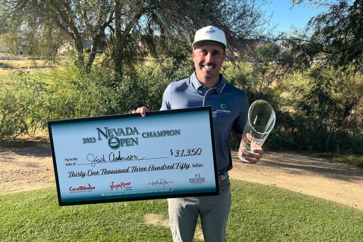 Joshua Anderson celebrates after winning the Nevada Open last weekend. (Courtesy photo)