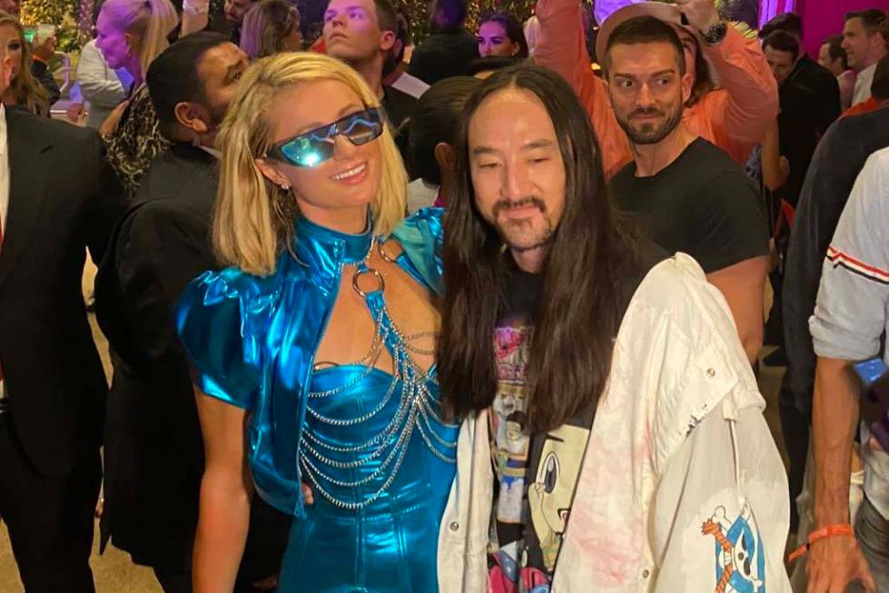 Paris Hilton and Steve Aoki are shown at the opening party of Resorts World Las Vegas on Thursd ...