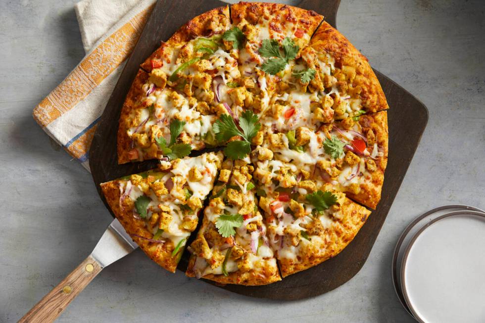 A curry chicken masala pizza from the new (as of fall 2023) Curry Pizza House in Las Vegas. (Cu ...