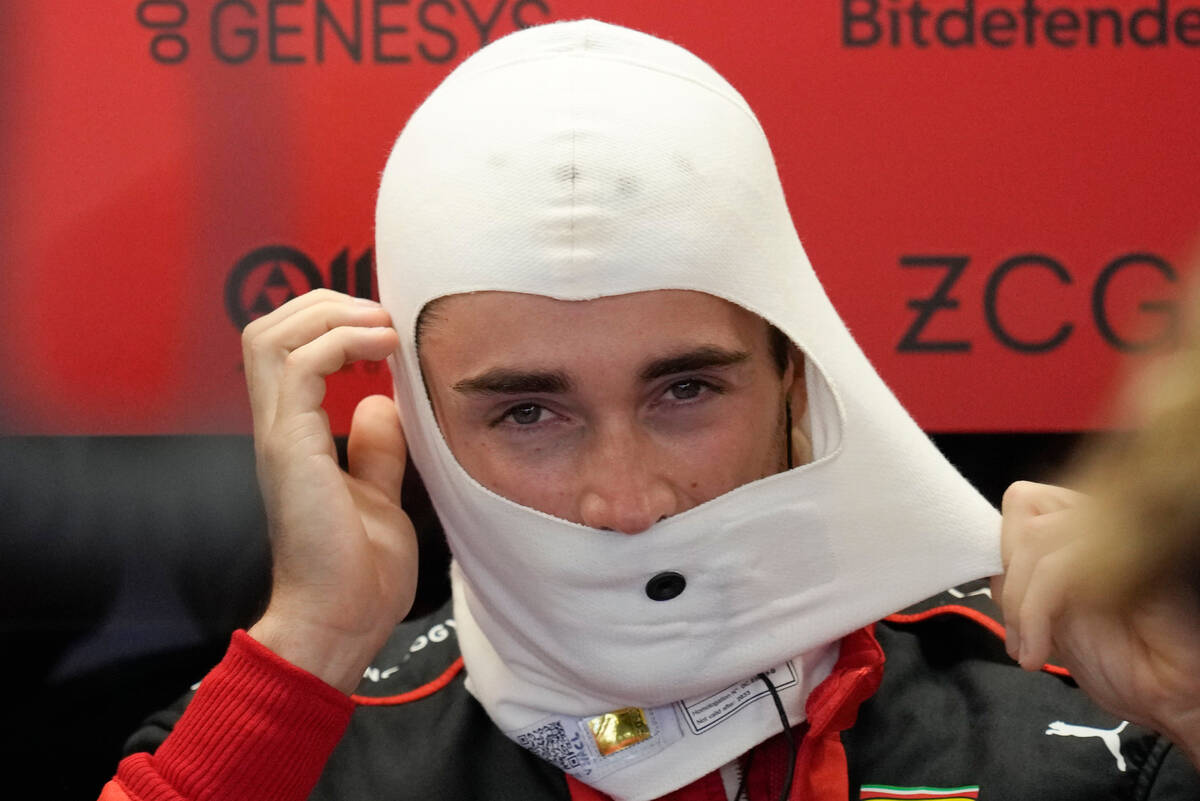 Ferrari driver Charles Leclerc, of Monaco, gets ready for a free practice ahead of the Brazilia ...