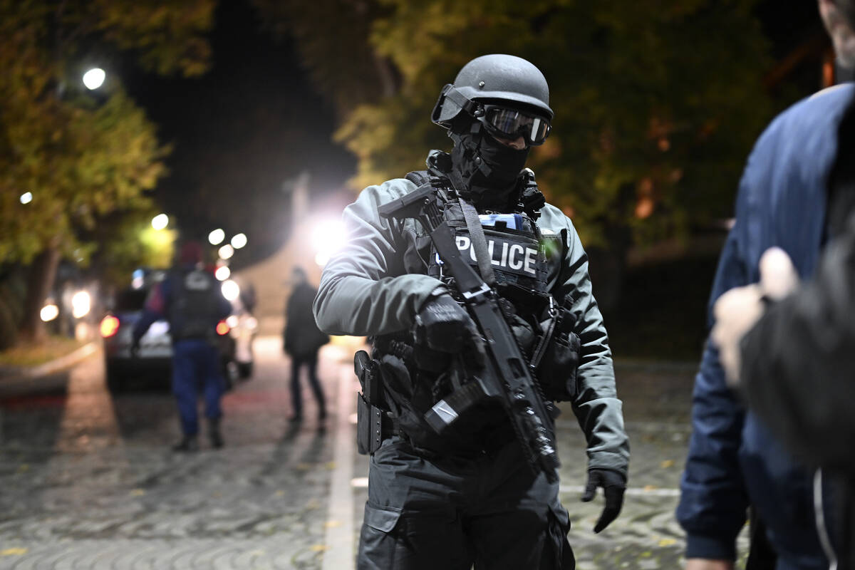 Heavily armed police forces guard the area in front of the Pancho Arena prior the start of the ...