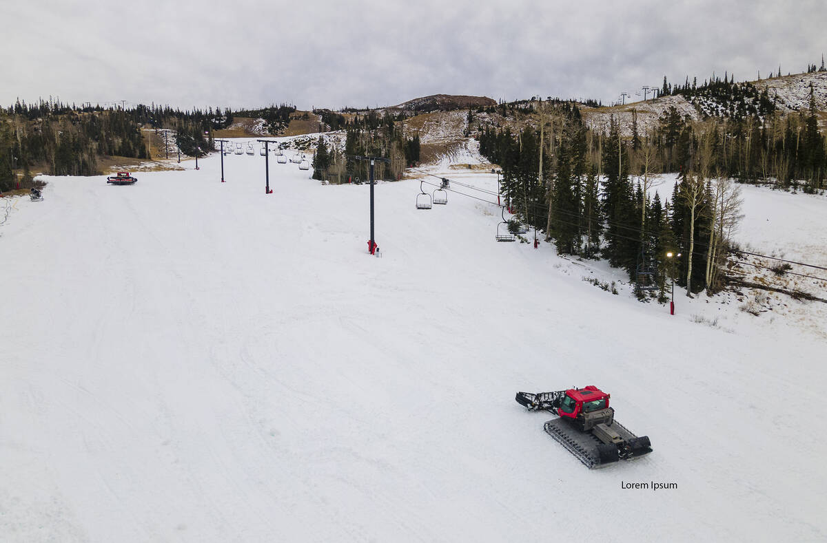 A snow tractor on a slope at Brian Head Resort near Cedar City, Utah, as the resort prepares fo ...