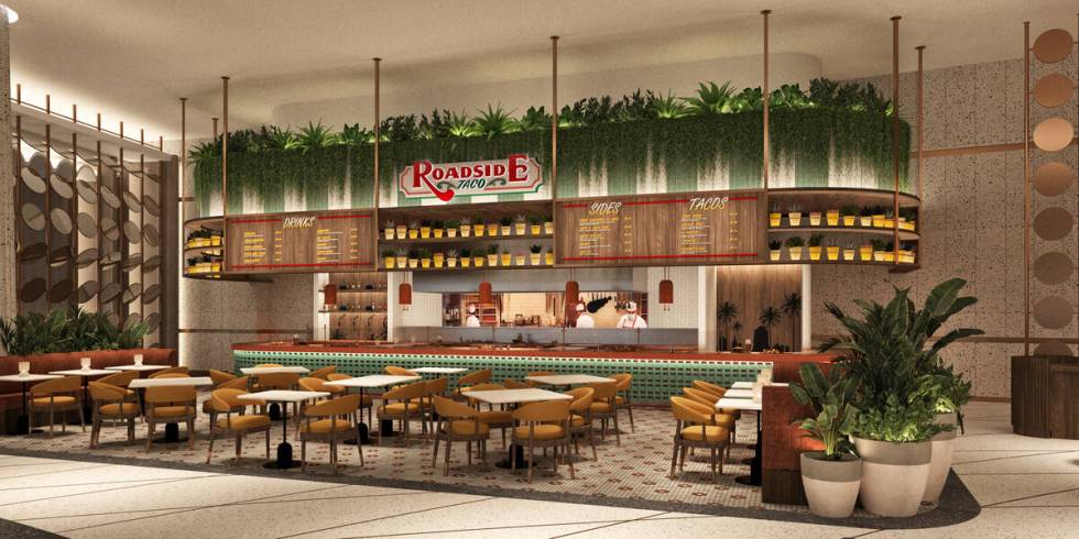 A rendering of Roadside Taco, opening in the Promenade food hall at Fontainebleau Las Vegas whe ...