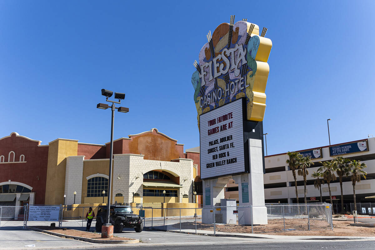 Crews work on the demolition of the Fiesta Rancho on Thursday, April 6, 2023, in North Las Vega ...