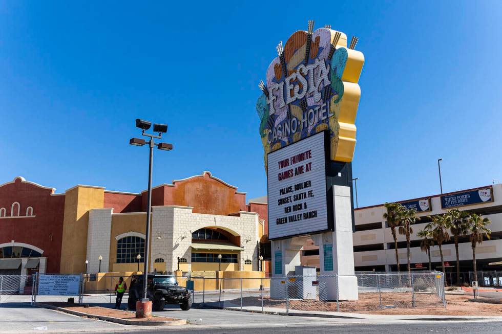 Crews work on the demolition of the Fiesta Rancho on Thursday, April 6, 2023, in North Las Vega ...