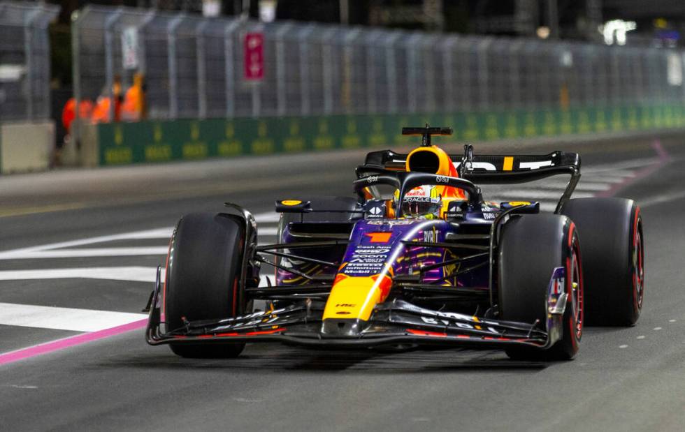 Red Bull Racing driver Max Verstappen slows to enter pit lane during the qualifying session on ...