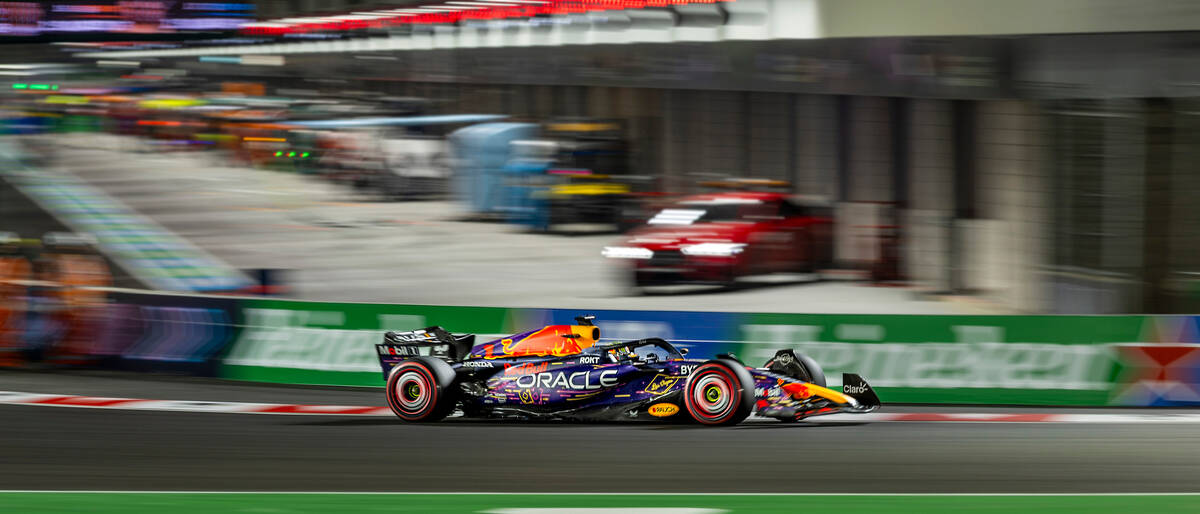Red Bull Racing driver Max Verstappen rounds turn 1 during the qualifying session on the second ...