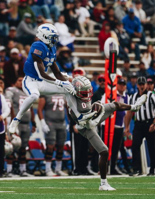 UNLV wide receiver Senika McKie (0) catches the ball during a game against Air Force at Falcon ...