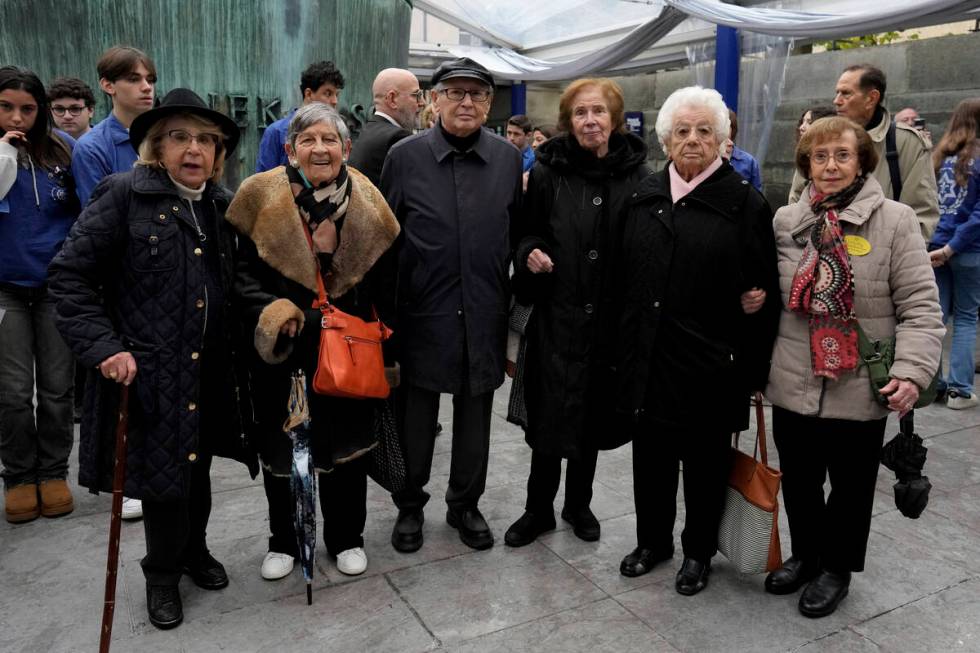 From left, survivor of the Vel d'Hiv roundup Rachel Jedinak, French Holocaust survivor Ginette ...