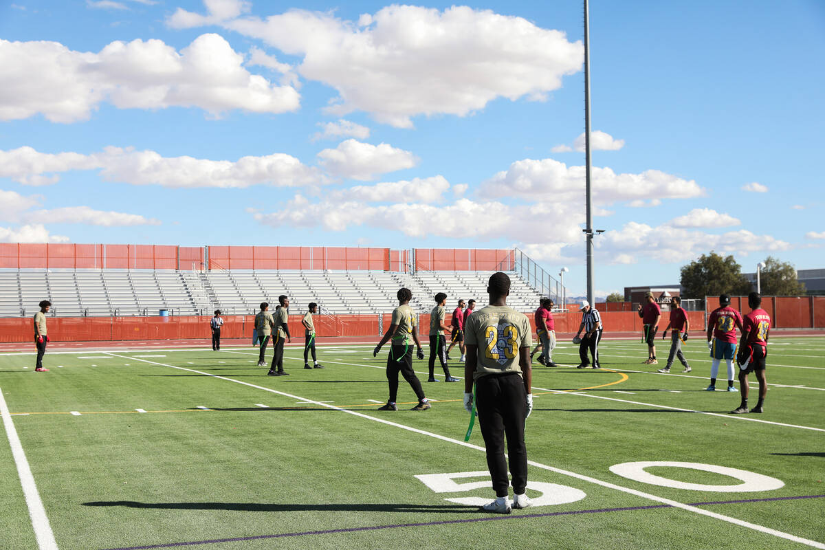 The third annual Turkey Bowl between Las Vegas high school students and the North Las Vegas Pol ...