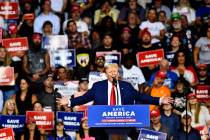 Former President Donald Trump speaks during a rally. (Sean McKeag/The Citizens' Voice via AP)