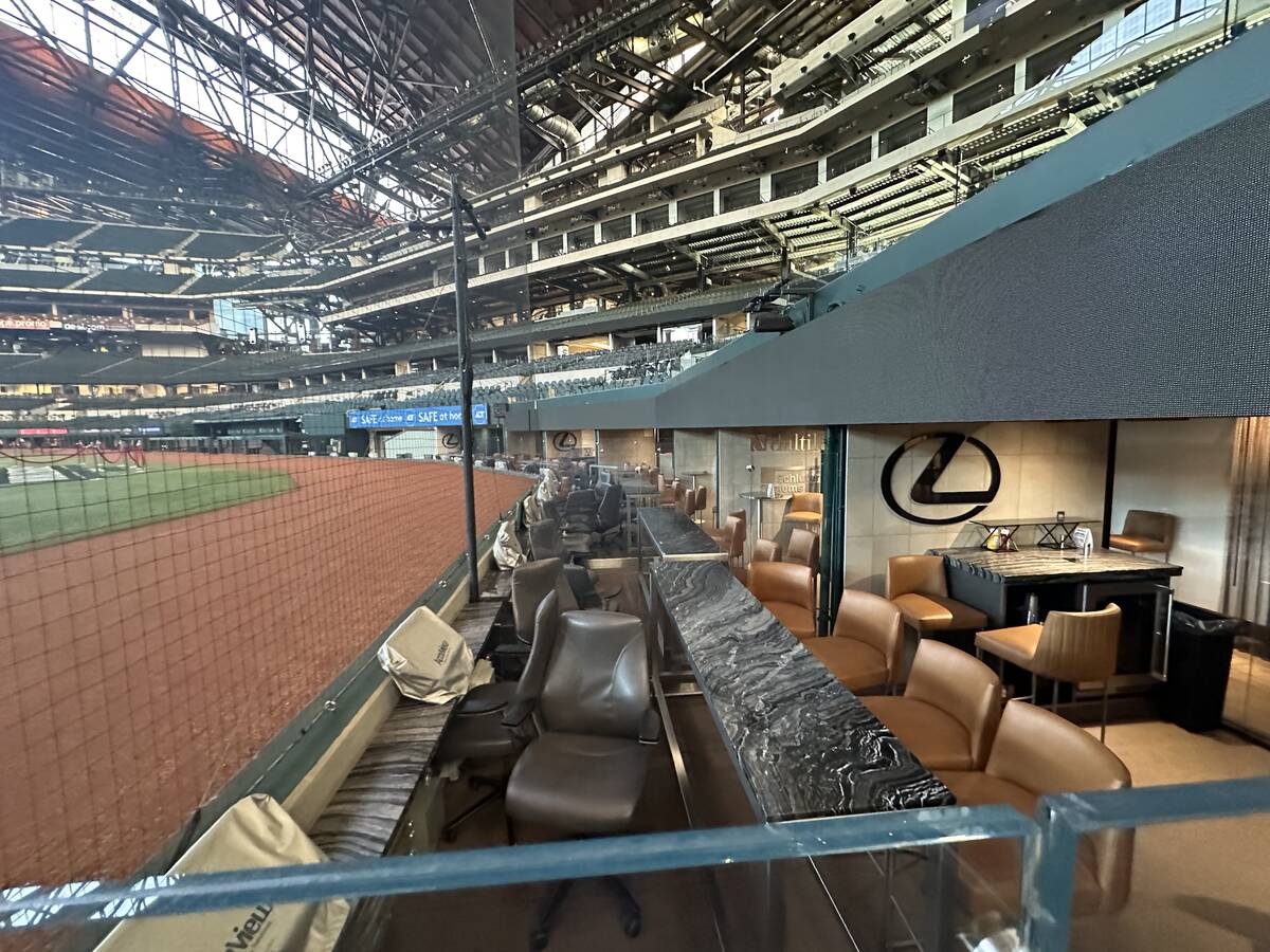 A view of some field-level suites at the Texas Rangers' Globe Life Field in Arlington, Texas, a ...