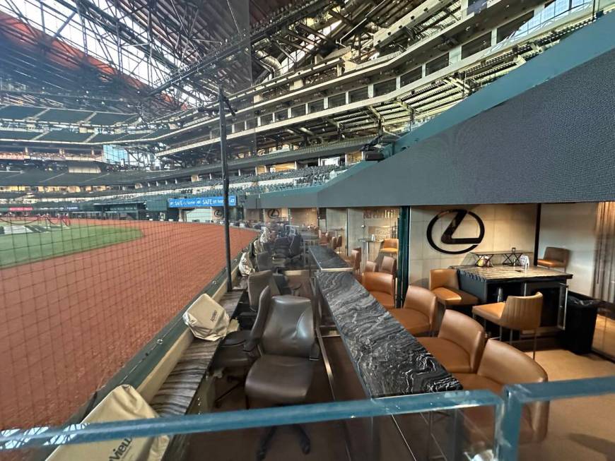 A view of some field-level suites at the Texas Rangers' Globe Life Field in Arlington, Texas, a ...