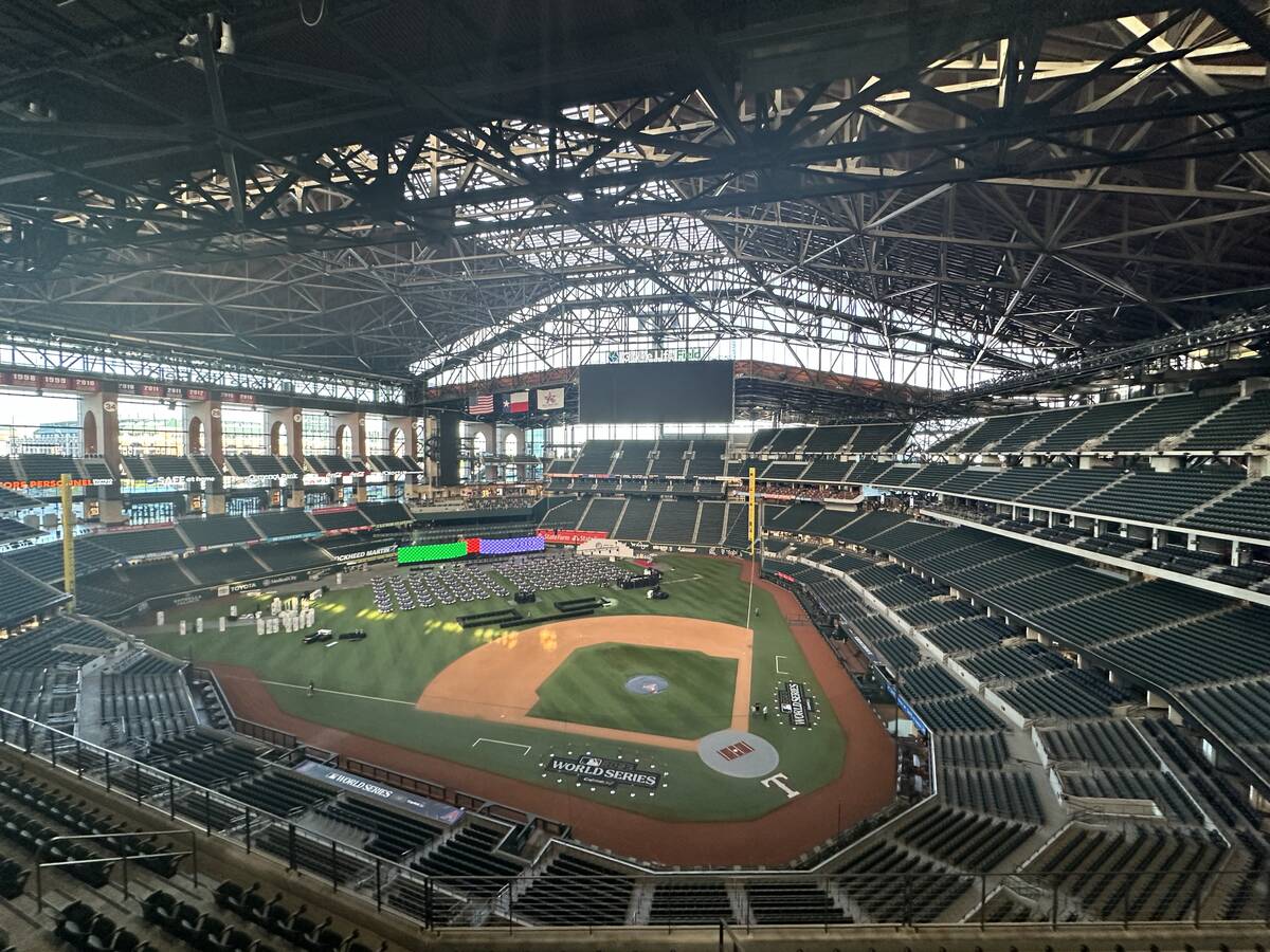 An overview of the Texas Rangers' Globe Life Field in Arlington, Texas, as seen on Nov. 15, 202 ...