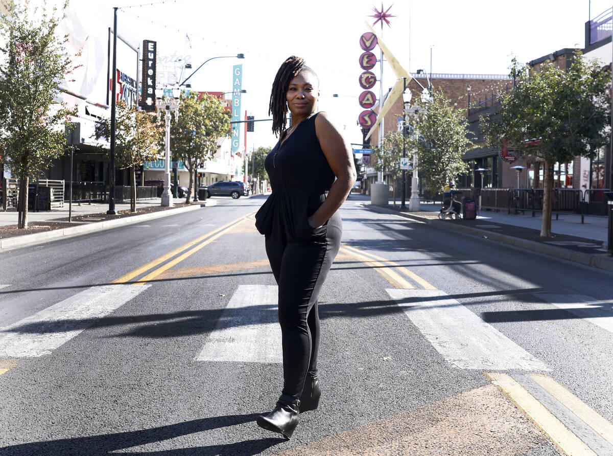 Tamara Smith poses for a photo at Fremont Experience in downtown Las Vegas, on Friday, Nov. 17, ...