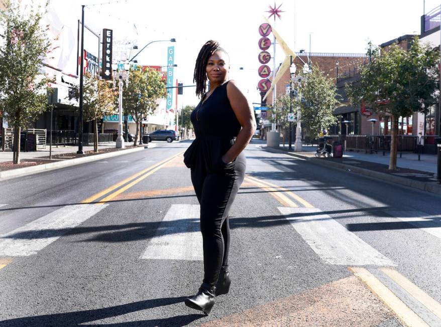 Tamara Smith poses for a photo at Fremont Experience in downtown Las Vegas, on Friday, Nov. 17, ...