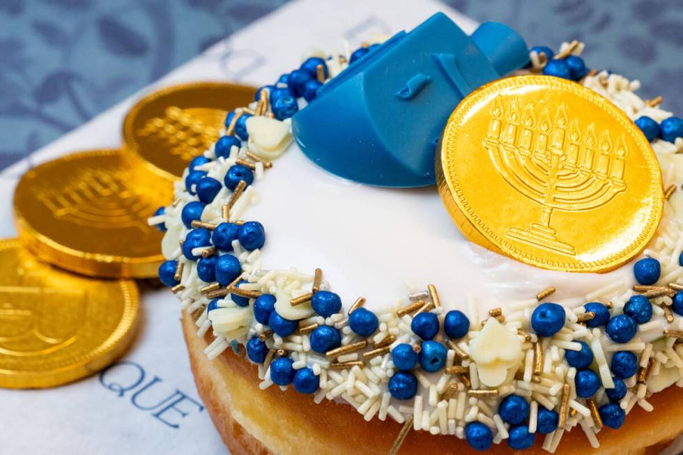 Donutique in The Venetian on the Las Vegas Strip is offering this Menorah Sprinkle doughnut for ...