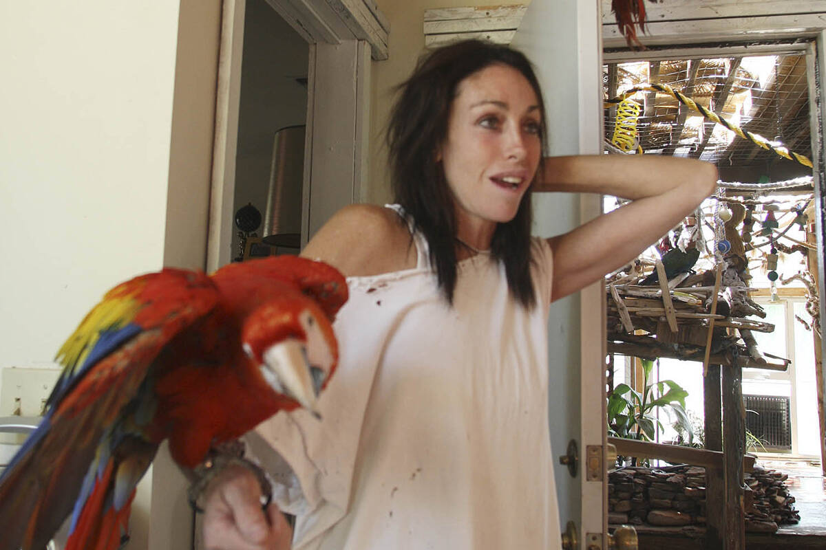 Pahrump resident Heidi Fleiss, seen with one of her pet birds. (Las Vegas Review-Journal File )