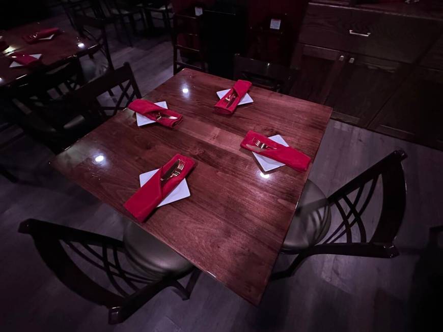 A dining table is shown at The Composers Room Showlounge & Restaurant at Historic Commercial Ce ...