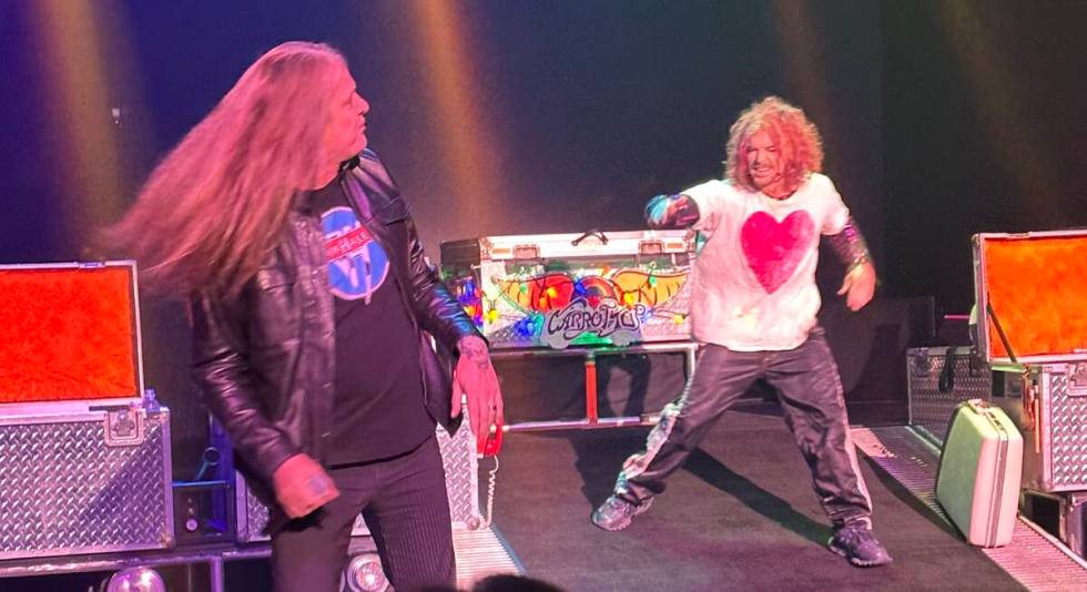 Rock icon Sebastian Bach of Skid Row shows up unannounced at Carrot Top's show at Luxor's Atriu ...