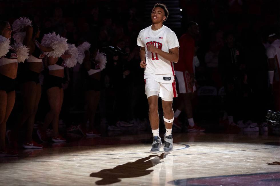 UNLV Rebels guard Dedan Thomas Jr. (11) takes the court for an NCAA college basketball game aga ...