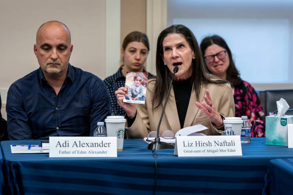 Adi Alexander, left, the father of Eden Alexander, who was taken hostage by Hamas during the Oc ...