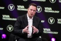 FILE - Elon Musk, who owns X, formerly known as Twitter, Tesla and SpaceX, speaks at the Vivate ...