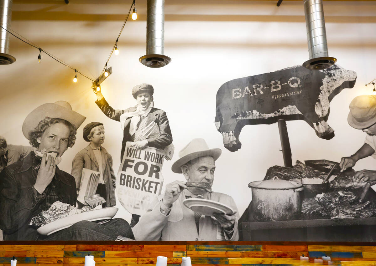 A mural at SoulBelly BBQ is shown, on Wednesday, Oct. 25, 2023, in Las Vegas. (Bizuayehu Tesfay ...