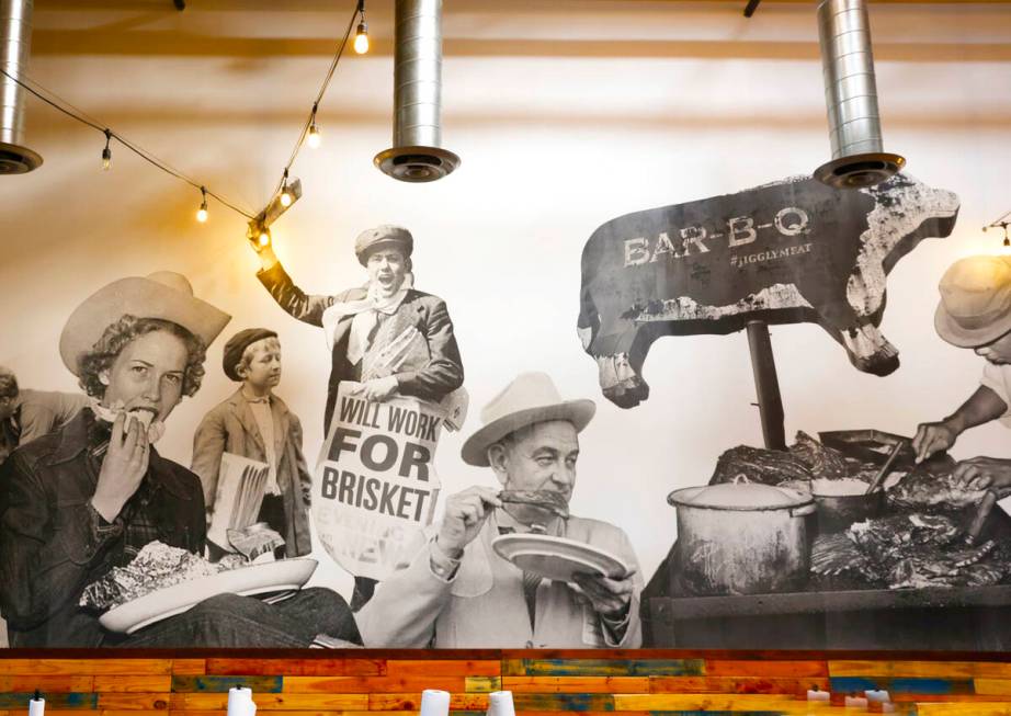 A mural at SoulBelly BBQ is shown, on Wednesday, Oct. 25, 2023, in Las Vegas. (Bizuayehu Tesfay ...