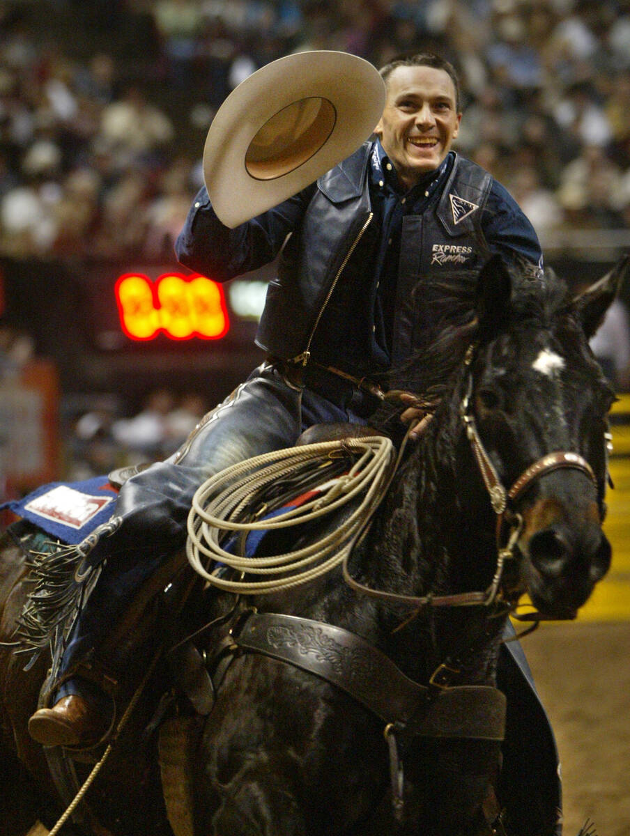 Billy Etbauer, of Edmond, Okla., takes his victory lap in 2004 after winning first place in the ...