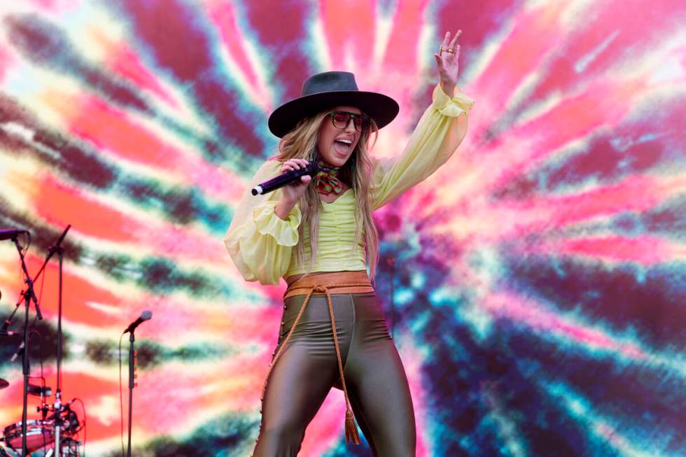 Lainey Wilson performs on day one of the Lollapalooza Music Festival on Thursday, Aug. 3, 2023, ...