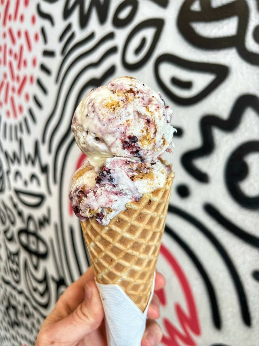 Blackberry Basque Cake ice cream from the Sorry, Not Sorry Creamery counter at We All Scream in ...